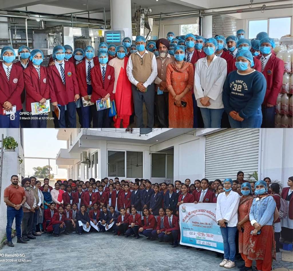 Approximately 100 students from PM Shri School JNV Pekhubela District Una took an educational tour to Himpa Industries in Tahliwal